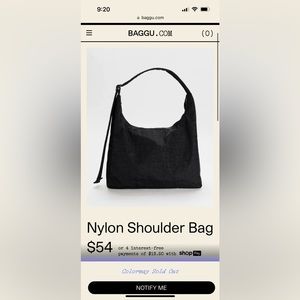 NWT BAGGU Nylon Shoulder Bag in black.